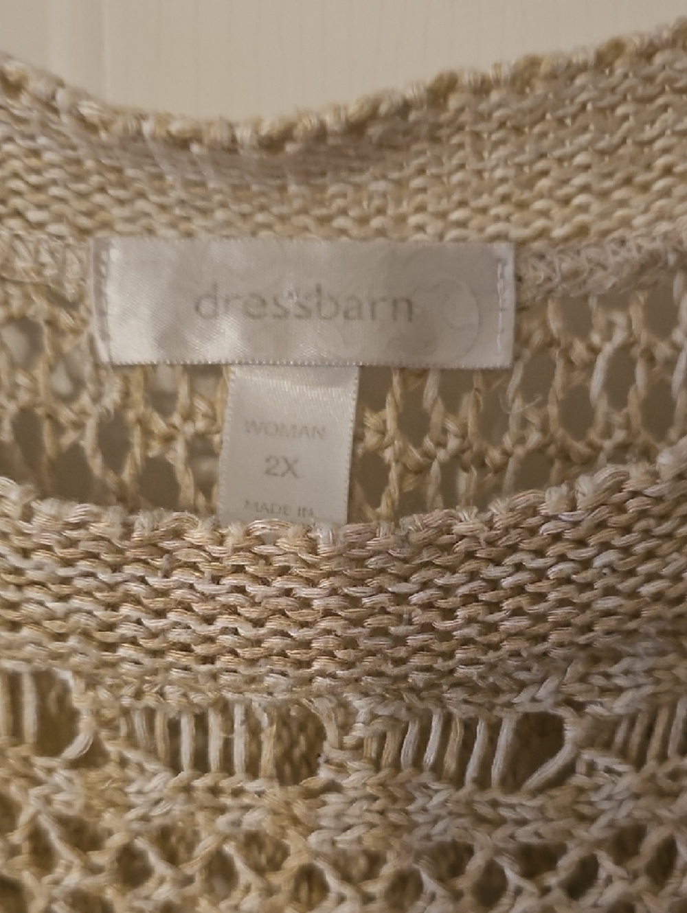 dressbarn Open Knit Cream Crochet Top - Picture 2 of 5